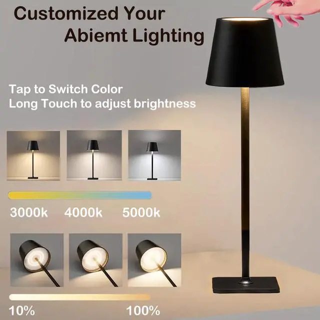 Alt view image 7 of 7 - 4 Pack Led Cordless Table Lamps-Wireless Rechargeable Lamps Bulk of 4,Waterproof Outdoor Table Lamp for Patio/Restaurant/Dinner Dining Desk Top Lights/Kitchen Countertop, Value Pack of 4,Multiple Set