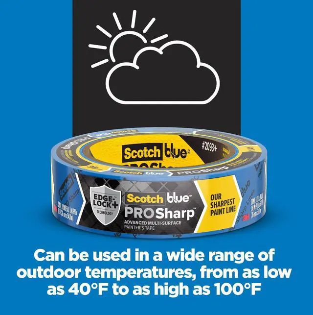 Alt view image 6 of 7 - PROSharp Painter's Tape 1.5 Inch Wide, 3 Rolls | 1.41 in x 60 yd, Blue Paint Tape, Protects Surfaces and Removes Easily, Edge-Lock Tape for Indoor and Outdoor Use