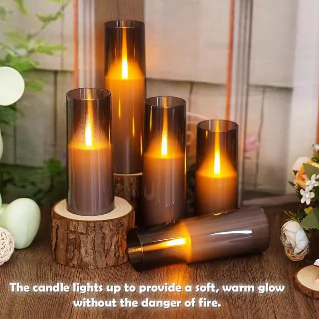 Alt view image 2 of 6 - Flameless LED Candles Upgraded Realistic Flickering Flame,7Pcs Battery Operated Candles with Remote Timers,LED Pillar Candles for Home Decor,Christmas,and PartiesGrey