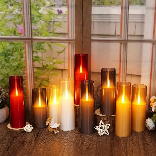 Alt view image 3 of 6 - Flameless LED Candles Upgraded Realistic Flickering Flame,7Pcs Battery Operated Candles with Remote Timers,LED Pillar Candles for Home Decor,Christmas,and PartiesGrey
