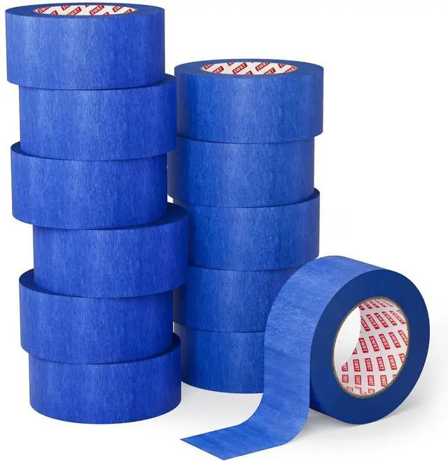 Main image of Blue Painters Tape 2 Inch Wide, 12 Rolls, 55 Yards Each, Clean Removal | Cover More per Strip; Crisp Paint Lines; Protect Walls & Trim; Easy to See & Align; Hand Tear, No Tools; No Mid-Project Pause