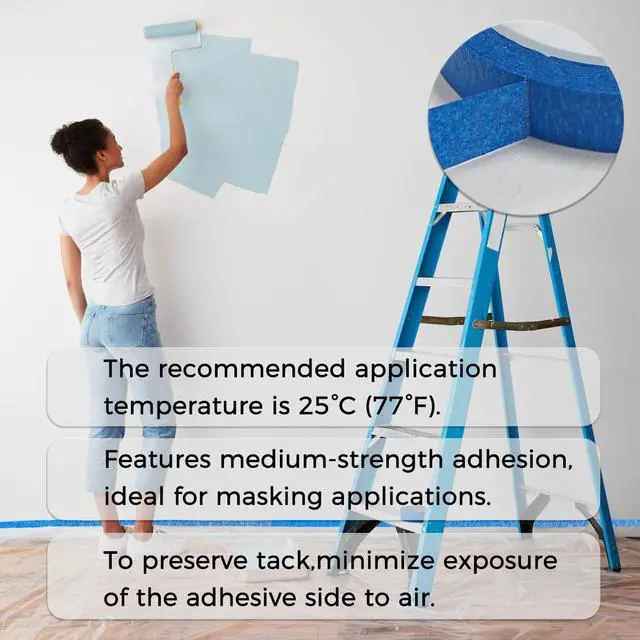 Alt view image 5 of 7 - Blue Painters Tape 2 Inch Wide, 12 Rolls, 55 Yards Each, Clean Removal | Cover More per Strip; Crisp Paint Lines; Protect Walls & Trim; Easy to See & Align; Hand Tear, No Tools; No Mid-Project Pause