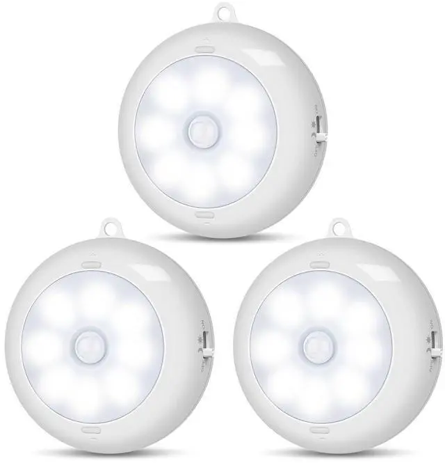 Main image of Motion Sensor Light Indoor AA Battery Operated, Under Cabinet Lighting, Magnetic Stick on LED Puck Lights for Stair, Wall, Closet, Dimmable, 6000K Cool White (3 Pack)
