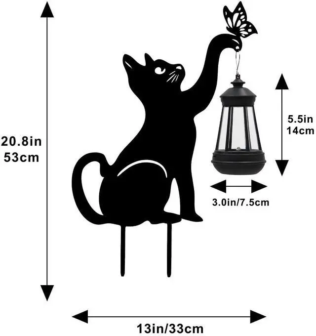 Alt view image 6 of 6 - Solar Black Cat Lights Yard Decorations Outdoor | Unique Gift for Woman Mom Grandma Garden Decor Stake with Butterfly Decorative Metal Lawn Ornament for Pathway Patio