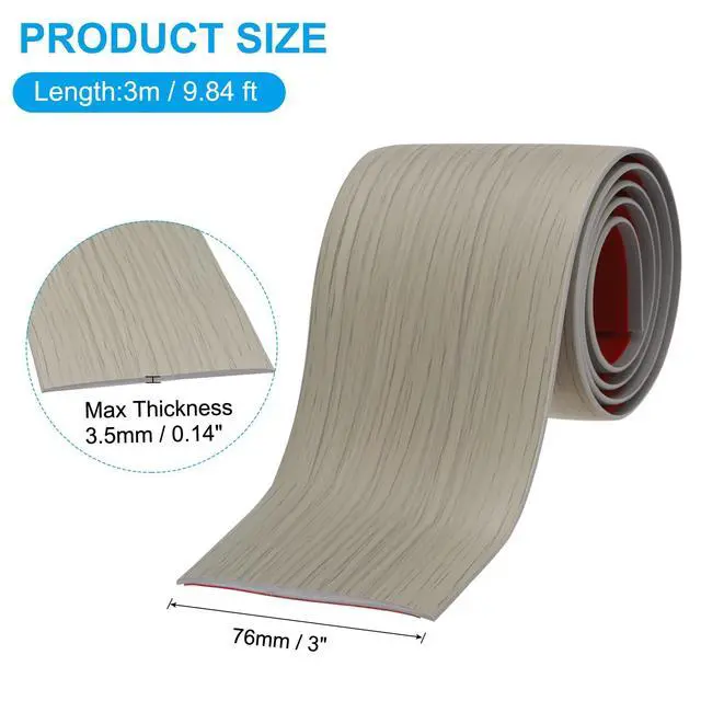 Alt view image 2 of 7 - Self Adhesive Floor Transition Strip 10 ft x 3" Vinyl Flat Divider Flooring for Joining Floor Gaps Carpet Transition Floor Tiles, Gray Wood Grain