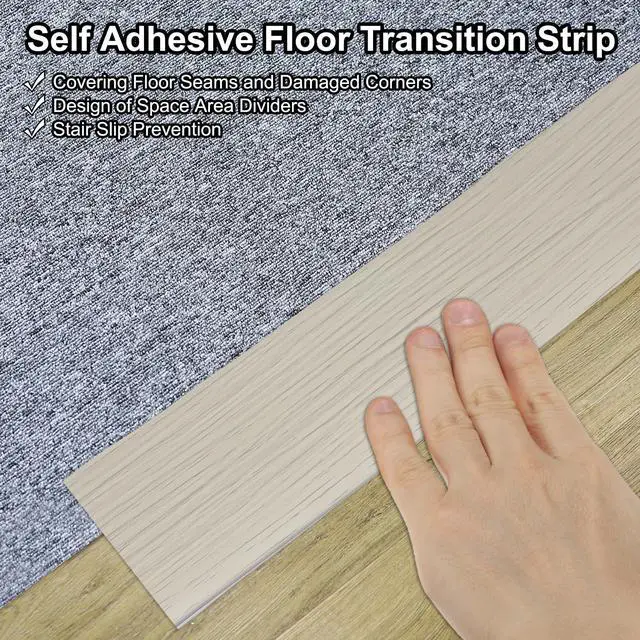 Alt view image 4 of 7 - Self Adhesive Floor Transition Strip 10 ft x 3" Vinyl Flat Divider Flooring for Joining Floor Gaps Carpet Transition Floor Tiles, Gray Wood Grain