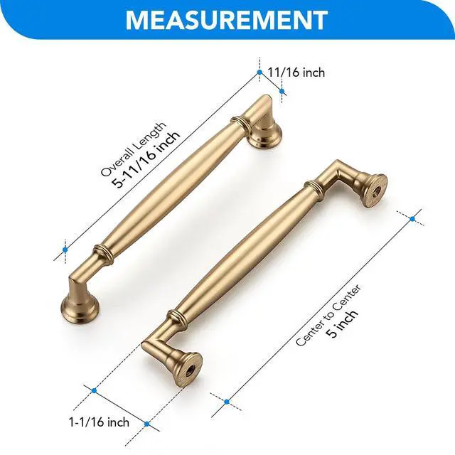 Alt view image 2 of 7 - Champagne Bronze Cabinet Handles 5 Inch Pulls 10 Pack | Zinc Alloy, flexible DIY installation,Screws Included, for Kitchen, Dresser, Closet & Bathroom Cabinets Hardware