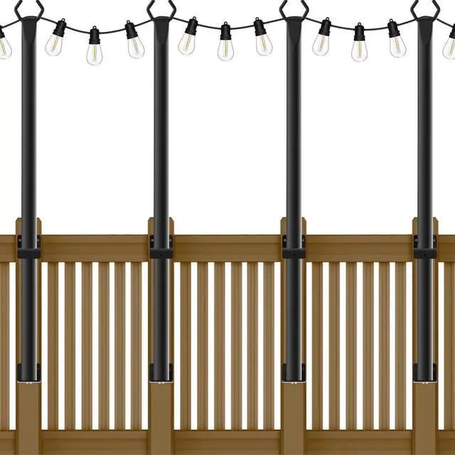 Main image of 4 Pack String Light Poles,5Ft Metal Poles for Outdoor String Lights,Outdoor Light Poles with Post,Poles/Stand for Outside,Patio,Deck,Backyard,Garden Wedding,Party