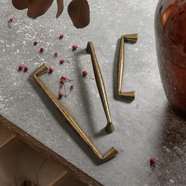 Alt view image 3 of 7 - Vintage Retro Antique Brass Zinc Alloy Cabinet Handles - 5.03''(128mm) Hole Center Affordable Luxury Cabinet Pull Hardware for Bedroom, Kitchen, 6 Pack