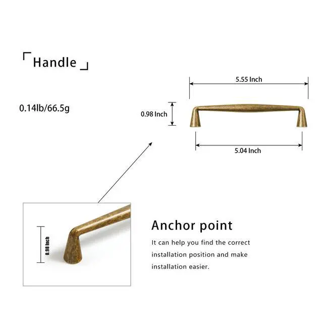 Alt view image 4 of 7 - Vintage Retro Antique Brass Zinc Alloy Cabinet Handles - 5.03''(128mm) Hole Center Affordable Luxury Cabinet Pull Hardware for Bedroom, Kitchen, 6 Pack