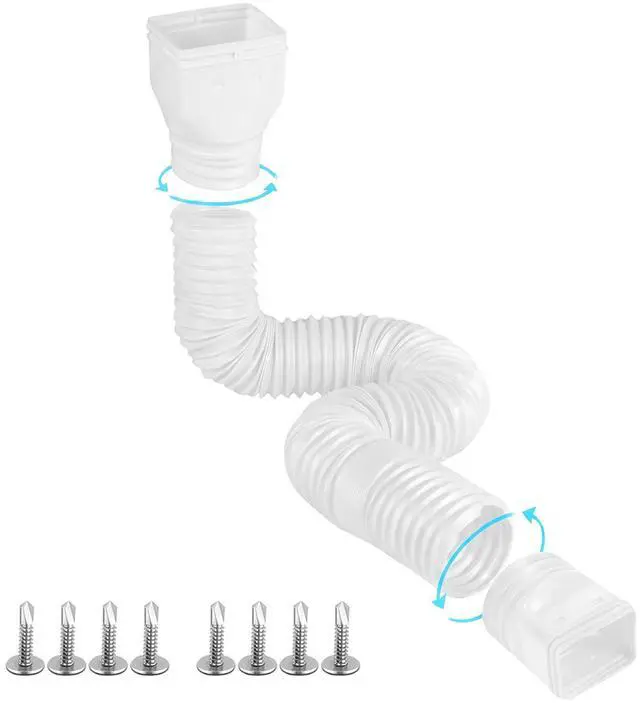 Main image of 1 Pack Flexible Gutter Downspout Extensions Extendable from 21" to 67", Downspout Extender Comes with Adapters, Thickened Down spout Drain Extension for Rainwater Drainage(White)