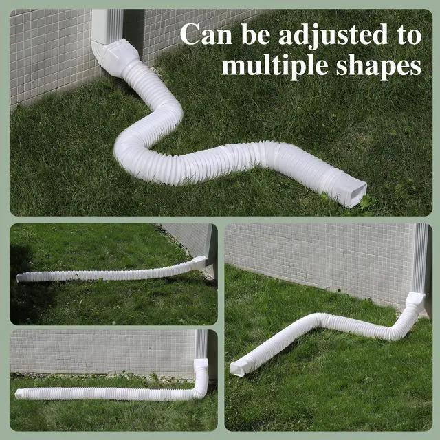 Alt view image 3 of 6 - 1 Pack Flexible Gutter Downspout Extensions Extendable from 21" to 67", Downspout Extender Comes with Adapters, Thickened Down spout Drain Extension for Rainwater Drainage(White)