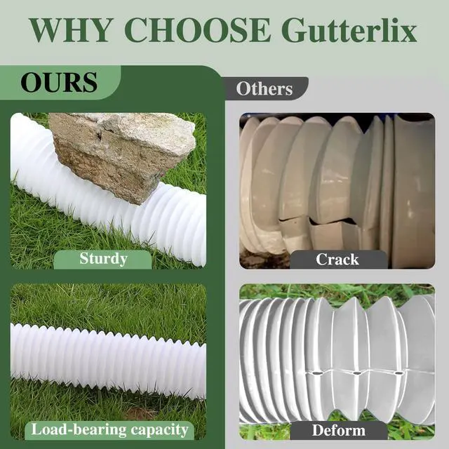 Alt view image 2 of 6 - 1 Pack Flexible Gutter Downspout Extensions Extendable from 21" to 67", Downspout Extender Comes with Adapters, Thickened Down spout Drain Extension for Rainwater Drainage(White)