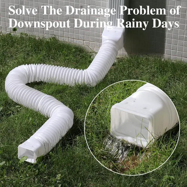 Alt view image 4 of 6 - 1 Pack Flexible Gutter Downspout Extensions Extendable from 21" to 67", Downspout Extender Comes with Adapters, Thickened Down spout Drain Extension for Rainwater Drainage(White)
