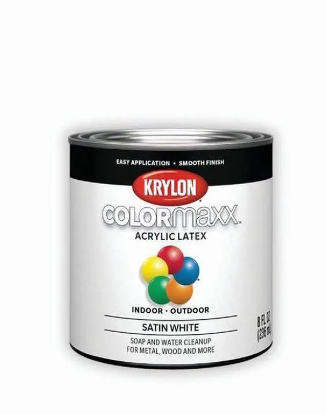 Main image of K05615007 COLORmaxx Acrylic Latex Brush On Paint for Indoor/Outdoor Use, ½ Pint, Satin White