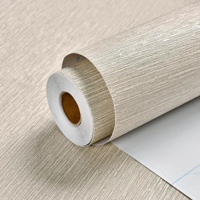Main image of Grasscloth Wallpaper Peel and Stick 20.9in X 393in Fabric Contact Paper Wall Paper Textured Wallpaper Horizontal Stripes Look Self-Adhesive Thick Vinyl Embossed (Beige)