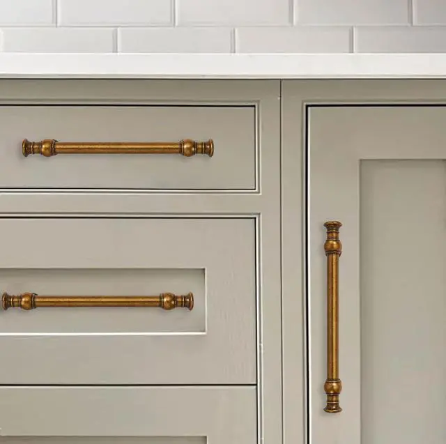 Alt view image 4 of 6 - 10 Pack 5 Inch Hole Center Antique Brass Cabinet Pulls-Heavy Duty Solid Cabinet Handles Suitable for Cabinets, Dressers, Kitchens and Bathroom cabinets