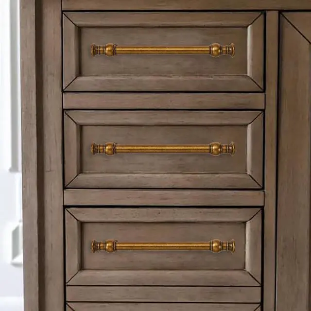 Alt view image 5 of 6 - 10 Pack 5 Inch Hole Center Antique Brass Cabinet Pulls-Heavy Duty Solid Cabinet Handles Suitable for Cabinets, Dressers, Kitchens and Bathroom cabinets