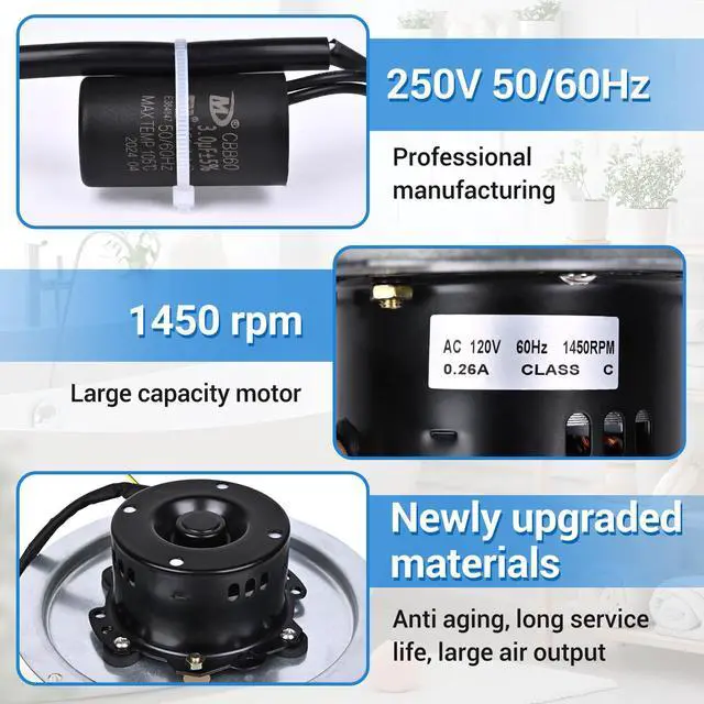 Alt view image 2 of 7 - Upgrade QT-110N-B QT-100L QT-110-B QT-90N-B Bathroom Fan Motor Blower Wheel | Fit for All Nutone QT-90-B QT110 QT100 QT9093WH QT-80-B Series Fans Replace 0696B000 Exhaust Fan Motor 100CFM 3.5 Sones