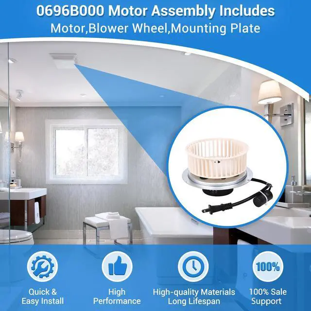 Alt view image 7 of 7 - Upgrade QT-110N-B QT-100L QT-110-B QT-90N-B Bathroom Fan Motor Blower Wheel | Fit for All Nutone QT-90-B QT110 QT100 QT9093WH QT-80-B Series Fans Replace 0696B000 Exhaust Fan Motor 100CFM 3.5 Sones