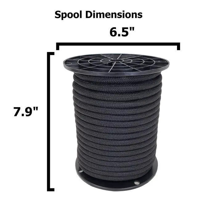 Alt view image 3 of 4 - QNR 3/8" Black Shock Cord, Marine Grade Polyester Bungee Cord, 100 ft Spool, UV Resistant Elastic Rope