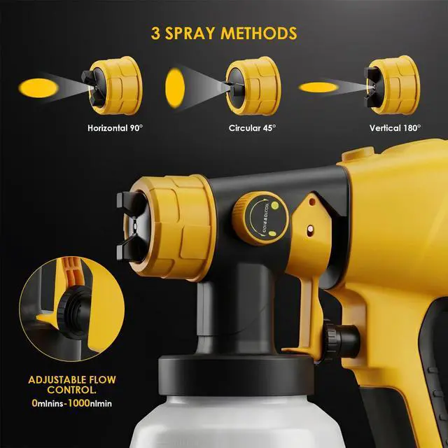 Alt view image 2 of 7 - Paint Sprayer for Dewalt 20V Battery(Battery Not Included), 200W HVLP Cordless Handheld Spray Gun Brushless Motor, with Copper Nozzle, Adjustable Flow for Walls, Fences, Furniture, Cabinets