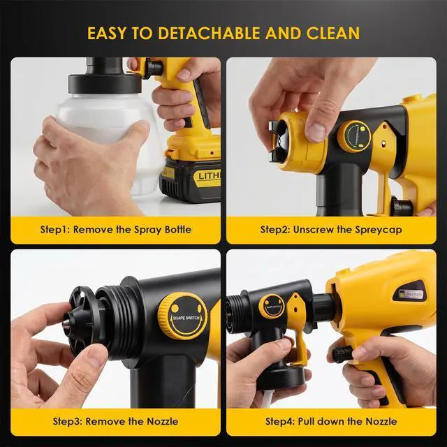 Alt view image 6 of 7 - Paint Sprayer for Dewalt 20V Battery(Battery Not Included), 200W HVLP Cordless Handheld Spray Gun Brushless Motor, with Copper Nozzle, Adjustable Flow for Walls, Fences, Furniture, Cabinets