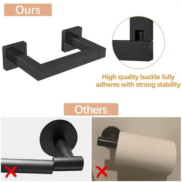 Alt view image 5 of 7 - Toilet Paper Holder Matte Black, Wall Mounted Pivoting for Bathroom | Square Tissue Paper Holder, Stainless Steel, Double Post Pivoting, Commercial Toilet Paper Dispenser