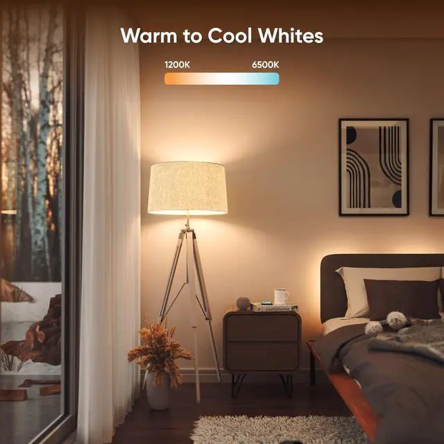 Alt view image 5 of 7 - Essentials Smart Light Bulbs, Matter LED Bulbs A19 E26 60W 2PK | Work with Alexa & Google Home, WiFi Lighting Bulbs with 16M+ RGBTW Color Changing, Music Sync, 1000lm