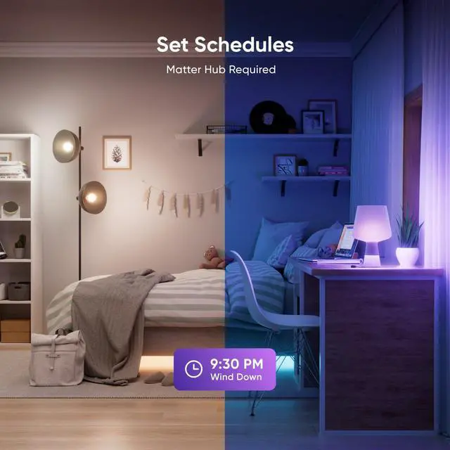 Alt view image 6 of 7 - Essentials Smart Light Bulbs, Matter LED Bulbs A19 E26 60W 2PK | Work with Alexa & Google Home, WiFi Lighting Bulbs with 16M+ RGBTW Color Changing, Music Sync, 1000lm