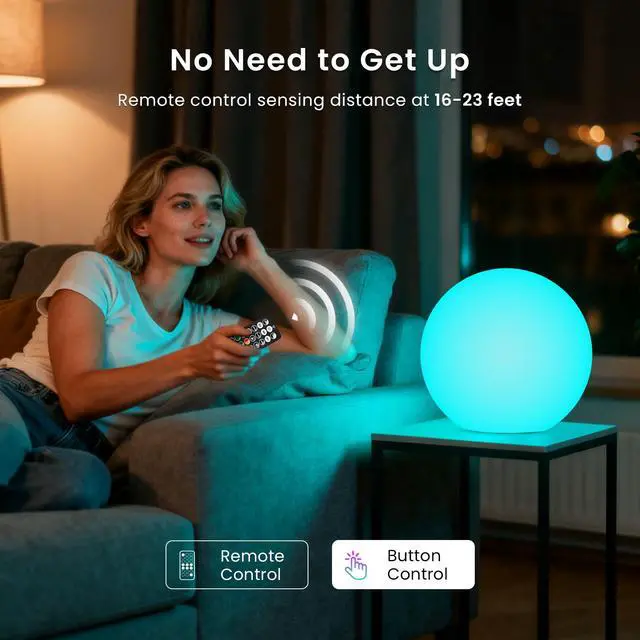 Alt view image 5 of 7 - 6-inch LED Light Ball, Rechargeable Nursery Night Light, Hangable | Waterproof Floating Pool Lights, 16 RGB Color Changing & Dimming, Dual Control, Mood Lamp for Room Decor Ambience