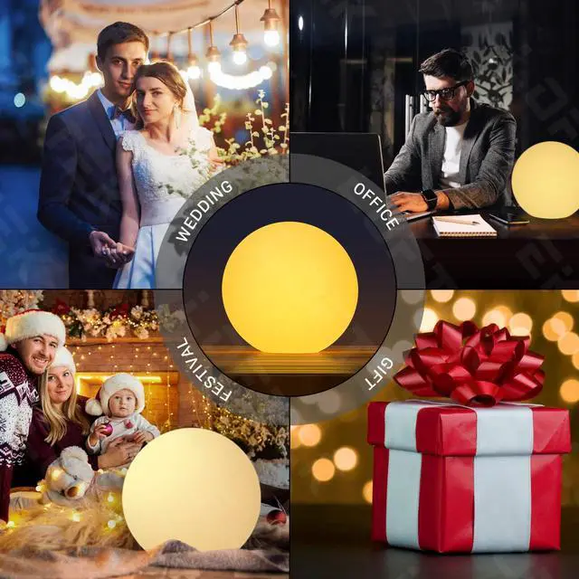 Alt view image 7 of 7 - 6-inch LED Light Ball, Rechargeable Nursery Night Light, Hangable | Waterproof Floating Pool Lights, 16 RGB Color Changing & Dimming, Dual Control, Mood Lamp for Room Decor Ambience