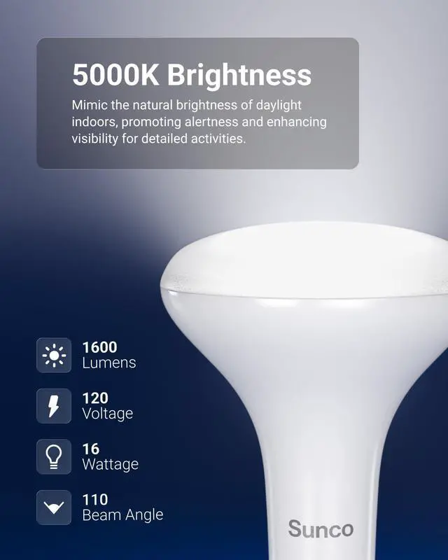 Alt view image 4 of 7 - Sunco 12 Pack BR30 LED Bulb Flood Light, E26, 16W=100W, 5000K Daylight | 1600LM, Dimmable, Indoor, Home, Bedroom, Kitchen Lighting, Recessed Can Light Bulbs, Medium Base, Recessed Flood Light Bulbs