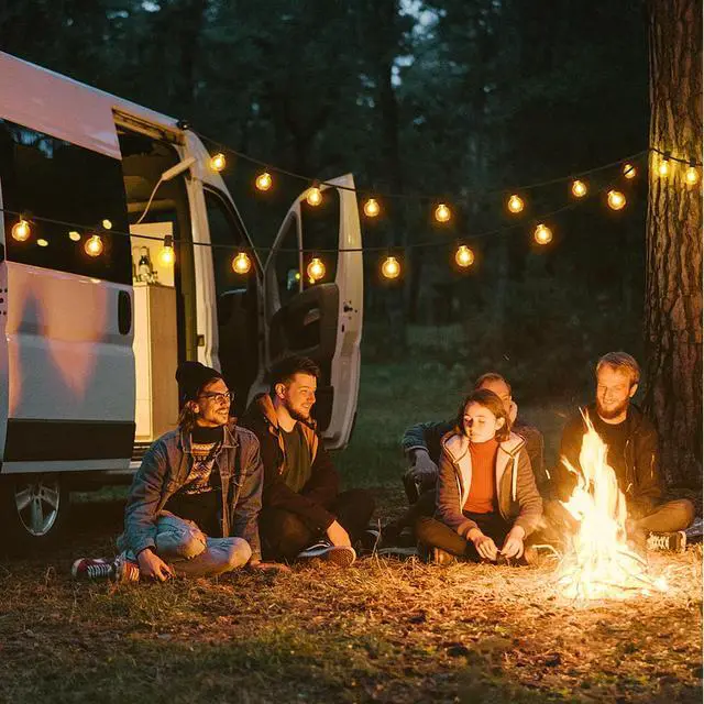 Alt view image 7 of 7 - 100Ft LED Outdoor String Lights, Dimmable Patio Lights, Waterproof Shatterproof 53 G40 Globe Bulb String for Backyard Bistro-Black 1 Pack