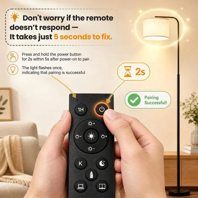 Alt view image 5 of 7 - Arc Floor Lamp with Remote and Dimmable Black Floor lamps for Living Room | Modern Tall Standing Lamp for Bedroom Corner and Office wiht Adjustable Hanging Drum Shade Over Couch Arched Reading Light