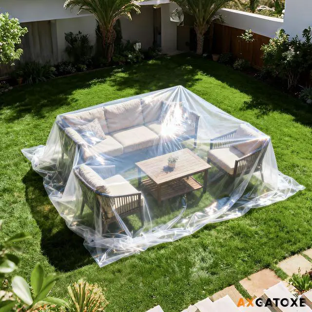 Alt view image 6 of 7 - 6 Mil 10x25 FT Heavy Duty Greenhouse Plastic Sheeting, Clear, 1-Roll | Tear-Proof, Waterproof, UV Protection Plastic Drop Cloth for Industrial Construction Painting Farm Courtyard Covering