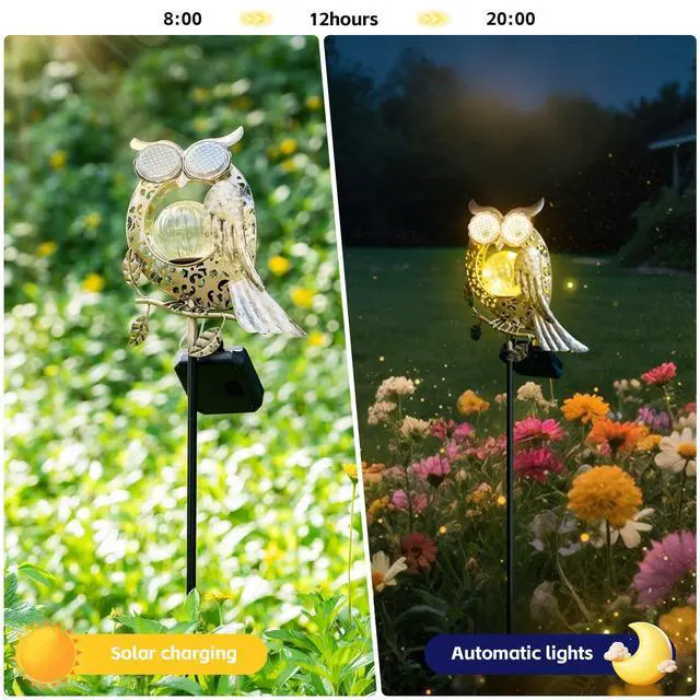 Alt view image 3 of 6 - Solar Lights Outdoor Decor, Solar Owl Yard Decorations Outdoor | Garden Decorative, IP65 Waterproof, Gifts for Women Mom, for Yard Patio Lawn Pathway Landscape