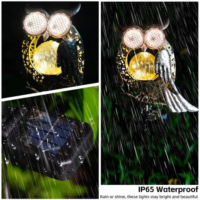 Alt view image 4 of 6 - Solar Lights Outdoor Decor, Solar Owl Yard Decorations Outdoor | Garden Decorative, IP65 Waterproof, Gifts for Women Mom, for Yard Patio Lawn Pathway Landscape