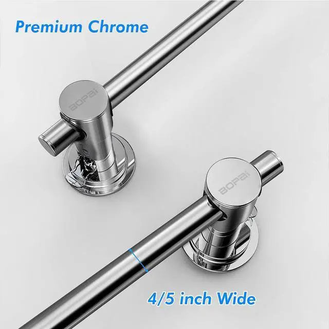 Alt view image 5 of 7 - 24 inch Suction Cup Towel Bar, Chrome | Repositionable & Powerful Vacuum Suction