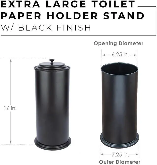 Alt view image 2 of 7 - Free Standing Extra Large Toilet Paper Holder - Matte Black