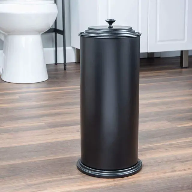 Alt view image 3 of 7 - Free Standing Extra Large Toilet Paper Holder - Matte Black