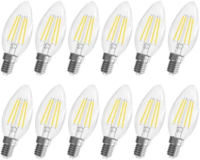 Main image of E12 Candelabra Bulb, 5000K Daylight LED Chandelier Light Bulbs | 12 Pack, 40 Watt Equivalent E12 LED Bulb, Candelabra Light Bulbs for Ceiling Fans, Non-Dimmable, 400LM, 90+CRI Clear Glass