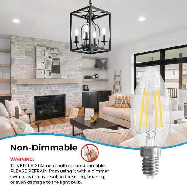 Alt view image 6 of 7 - E12 Candelabra Bulb, 5000K Daylight LED Chandelier Light Bulbs | 12 Pack, 40 Watt Equivalent E12 LED Bulb, Candelabra Light Bulbs for Ceiling Fans, Non-Dimmable, 400LM, 90+CRI Clear Glass