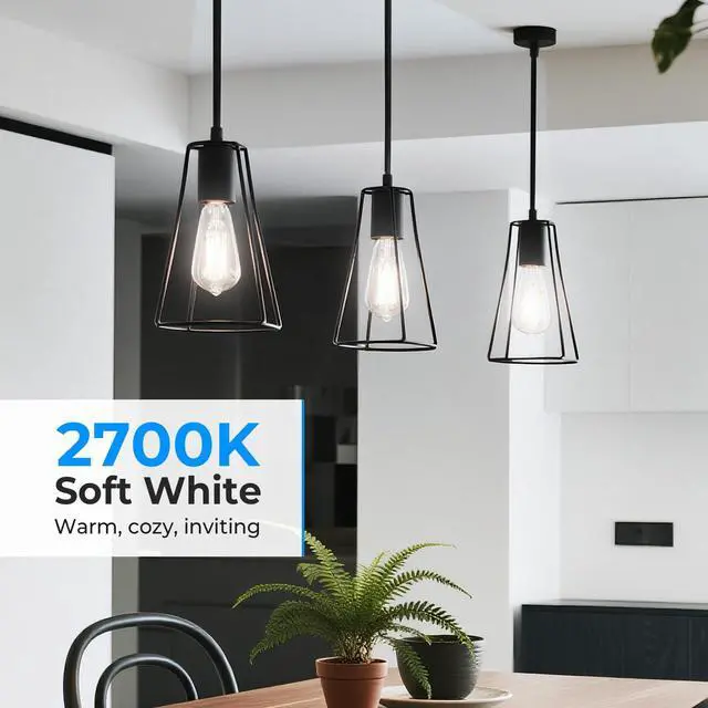 Alt view image 3 of 7 - Dimmable Edison Bulbs 4000K Daylight White, E26 LED Bulb | 60 watt Equivalent ST58 Vintage Light Bulbs, 600LM, 90+ CRI, E26 Base, Clear Glass, 6 Pack