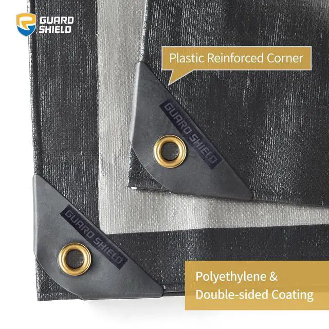 Alt view image 2 of 7 - Super Heavy Duty Black/Silver Ploy Tarp Cover 10x20 Feet Waterproof Tarps 16mil Thick UV and Tear Resistant Tarpualin