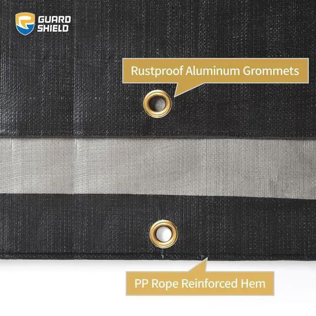 Alt view image 4 of 7 - Super Heavy Duty Black/Silver Ploy Tarp Cover 10x20 Feet Waterproof Tarps 16mil Thick UV and Tear Resistant Tarpualin