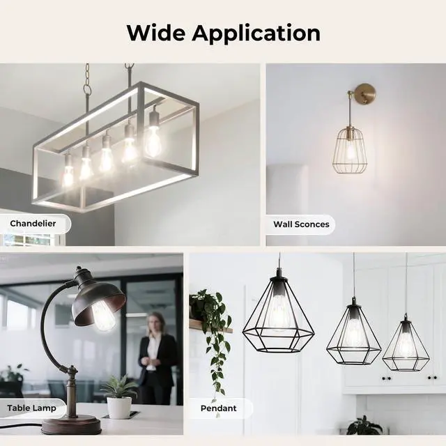 Alt view image 7 of 7 - Dimmable Edison Bulbs 4000K Daylight White, E26 LED Bulb | 60 watt Equivalent ST58 Vintage Light Bulbs, 600LM, 90+ CRI, E26 Base, Clear Glass, 6 Pack