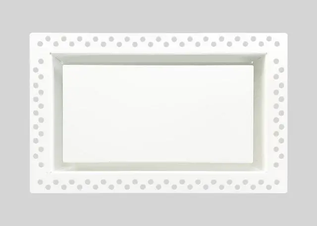 Main image of Flush Wall Vent Cover 6x10 Inch for Drywall Vent, Metal Wall-Mounted Air Register Grille, Easy Install, Paintable, (White, 1 Pc, No Manual Damper)