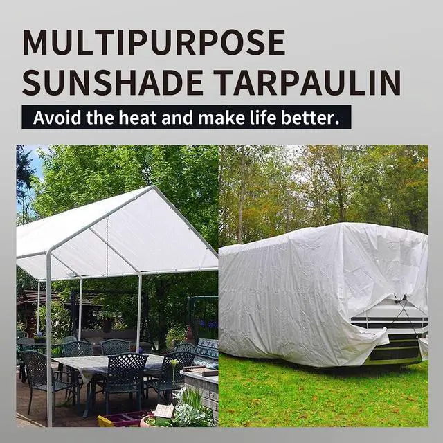 Alt view image 4 of 7 - White Tarps 4x6Ft 7.5mil Multipurpose Waterproof Poly Tarp | Medium Duty All Purpose Poly Tarps Cover Waterproof,Snow Proof UV Protection,Rip and Tear Proof,Poly Tarpaulin