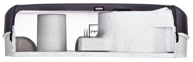 Alt view image 2 of 7 - Classic Bath Tissue Dispenser Twin 9", Jumbo Bath Tissue Holder for Bathroom, Dual-Roll System, Break-Resistant Plastic, 3.25" Core, 12" × 19" × 5.25", Pearl Black